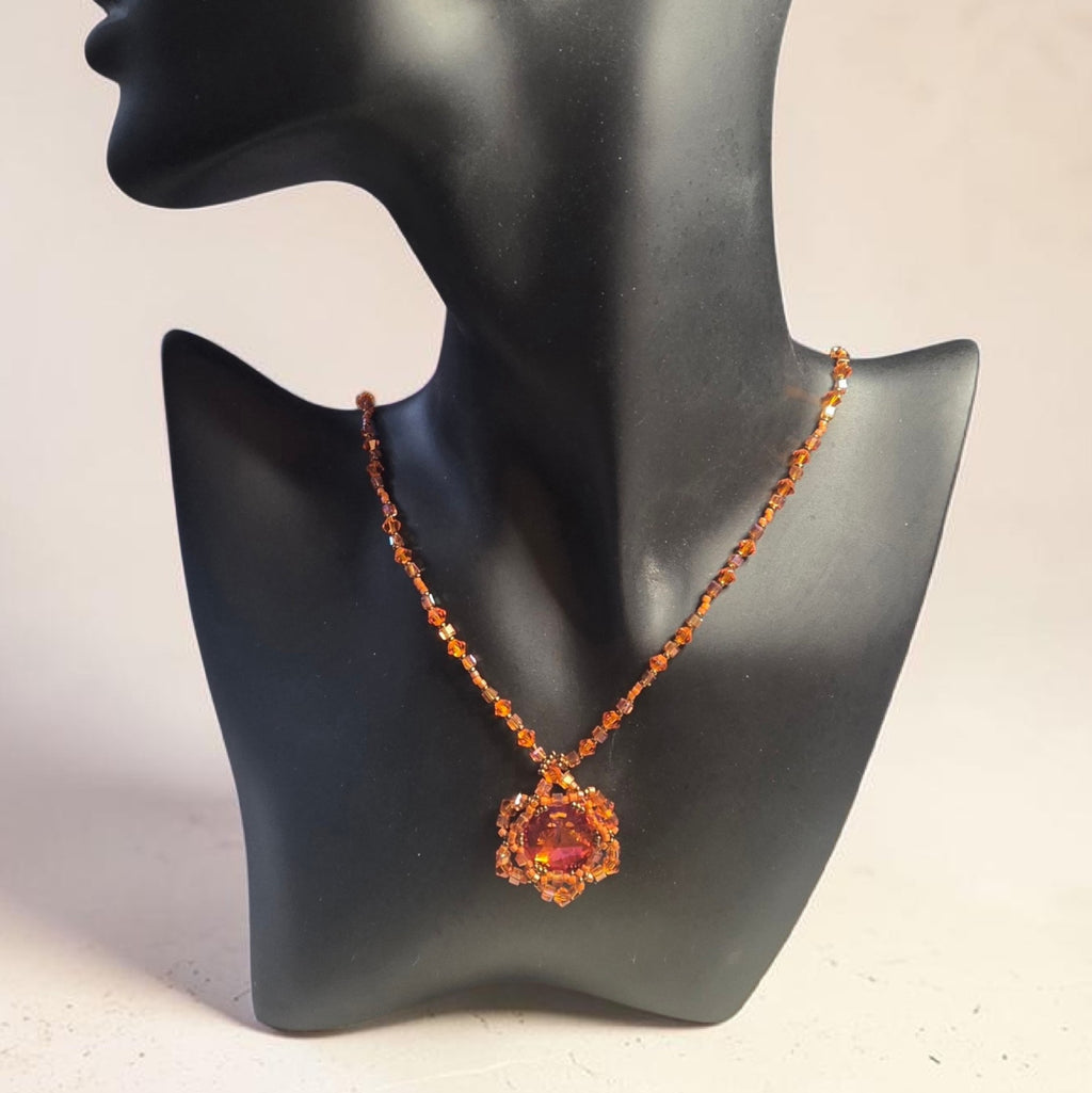 18mm Orange Rivoli Necklace