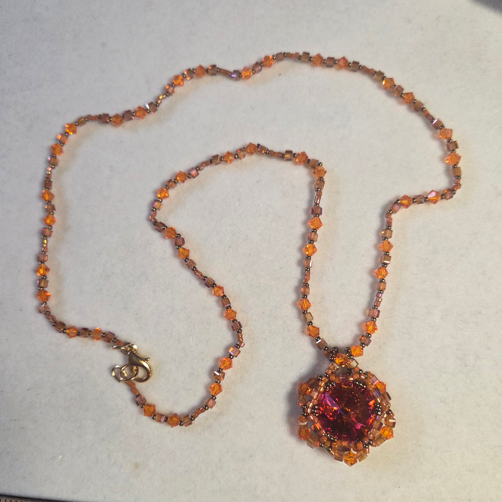 18mm Orange Rivoli Necklace