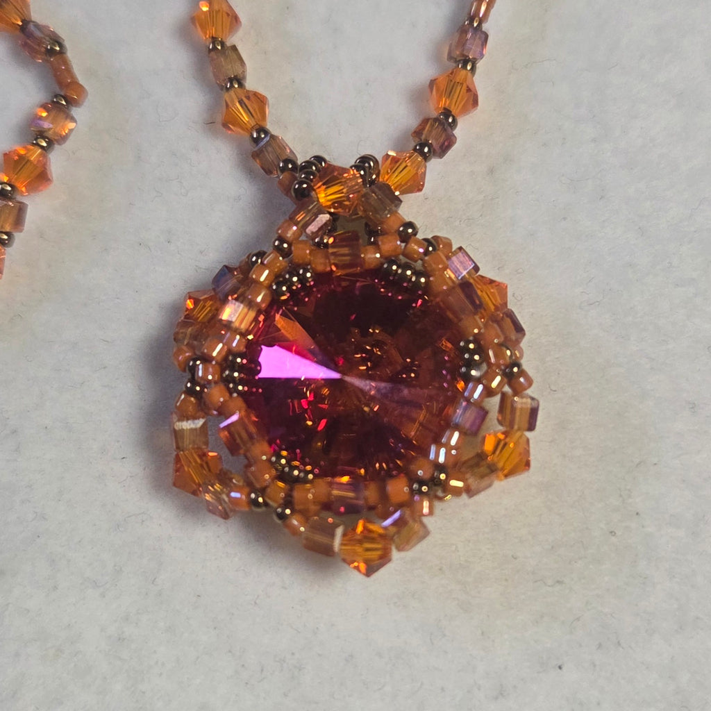 18mm Orange Rivoli Necklace