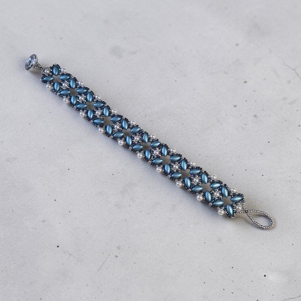 Blue, White & Silver Terra Flora Bracelet