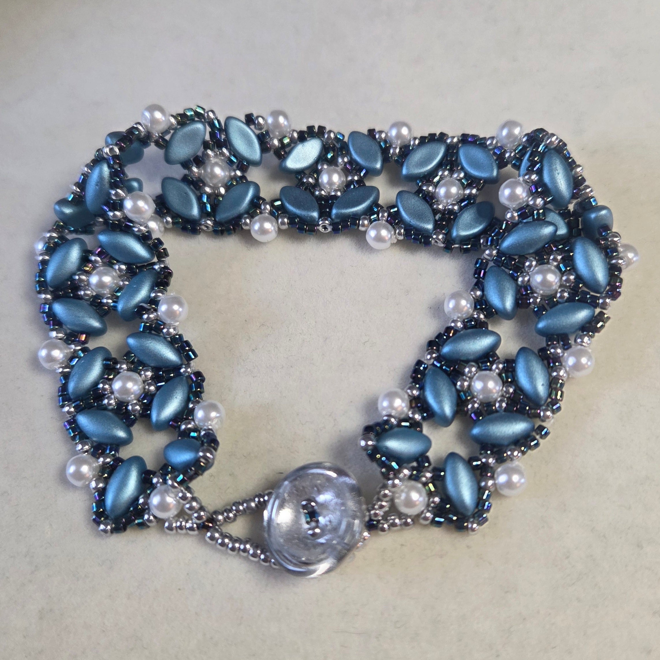 Blue, White & Silver Terra Flora Bracelet