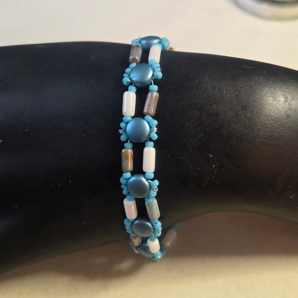 Blue & White DiscDuo Path Bracelet