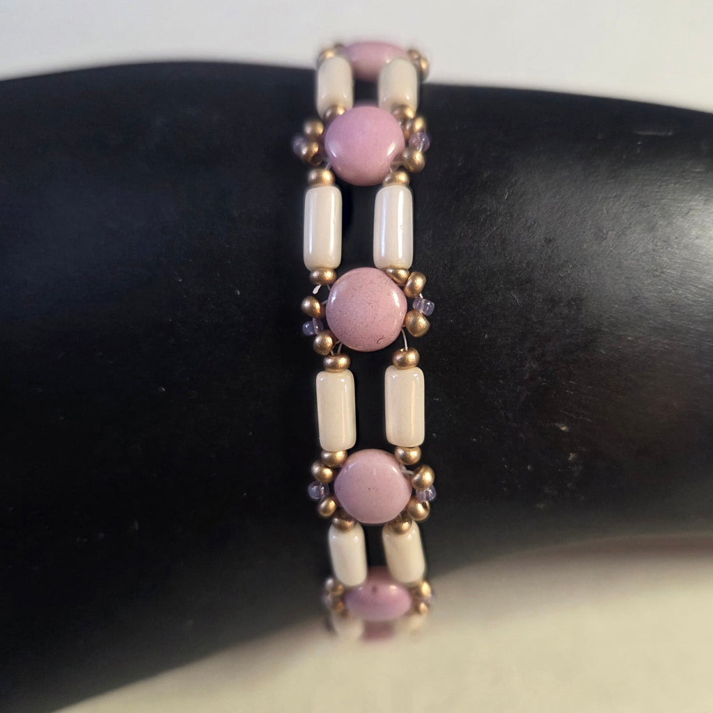 Pink & White DiscDuo Path Bracelet