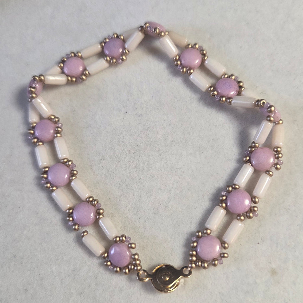 Pink & White DiscDuo Path Bracelet