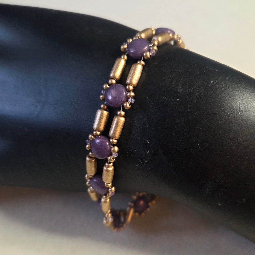 Purple & Gold DiscDuo Path Bracelet