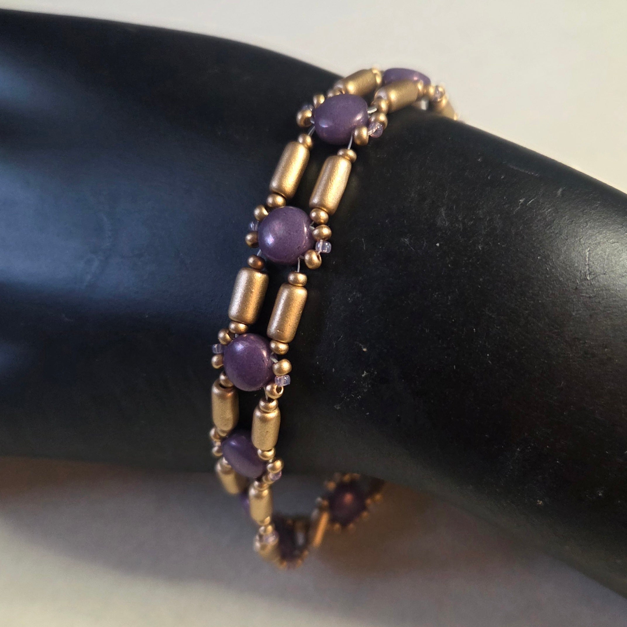 Purple & Gold DiscDuo Path Bracelet
