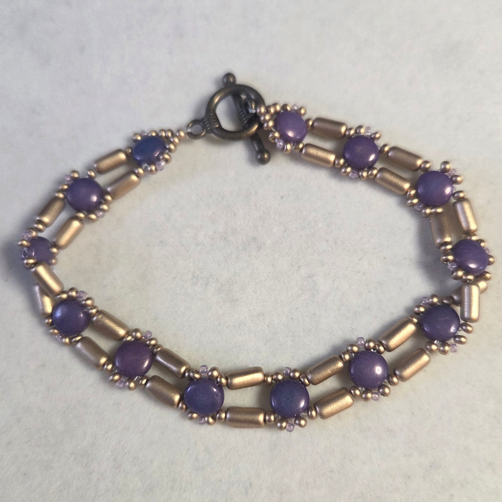 Purple & Gold DiscDuo Path Bracelet