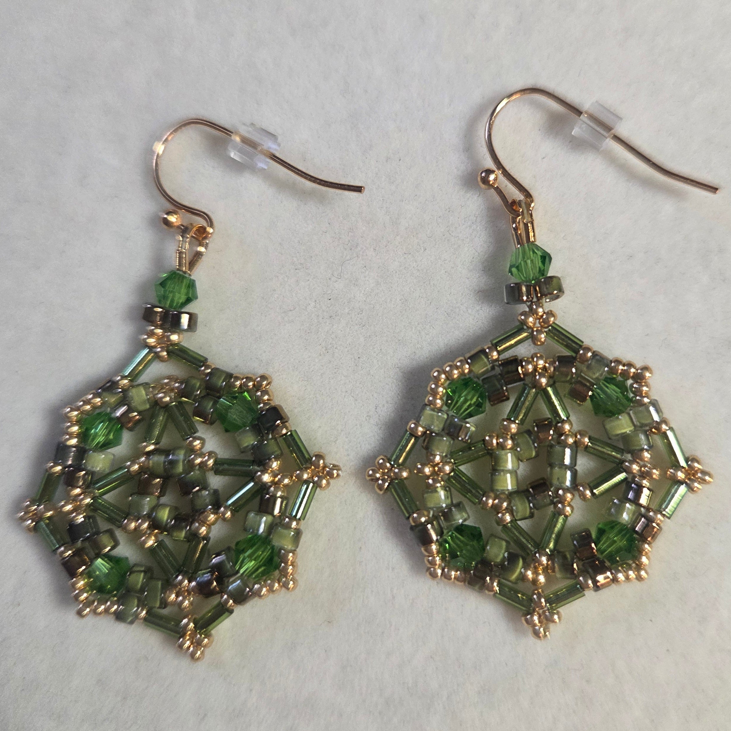 Green & Gold Web Earrings