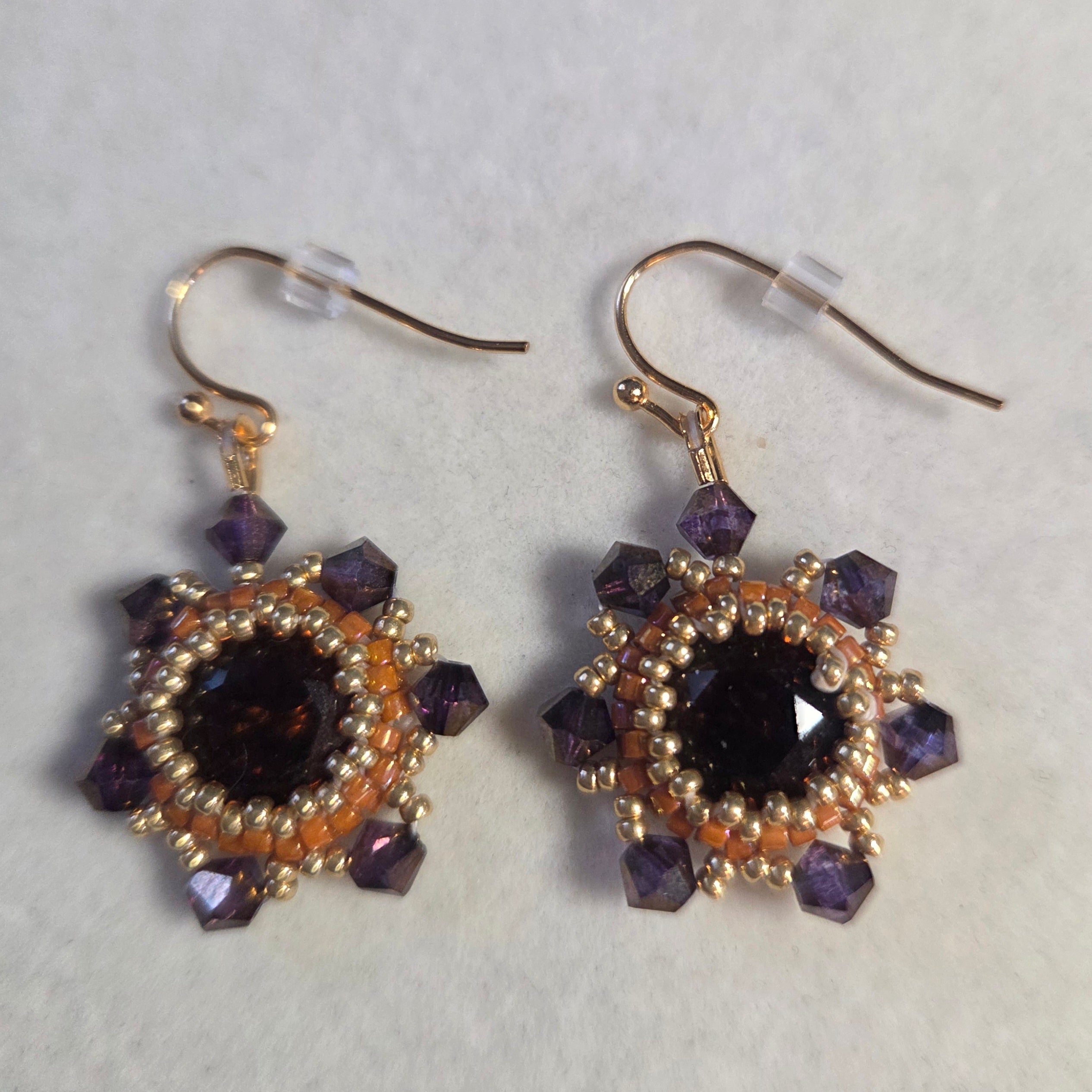 Brown & Gold Rivoli Earrings