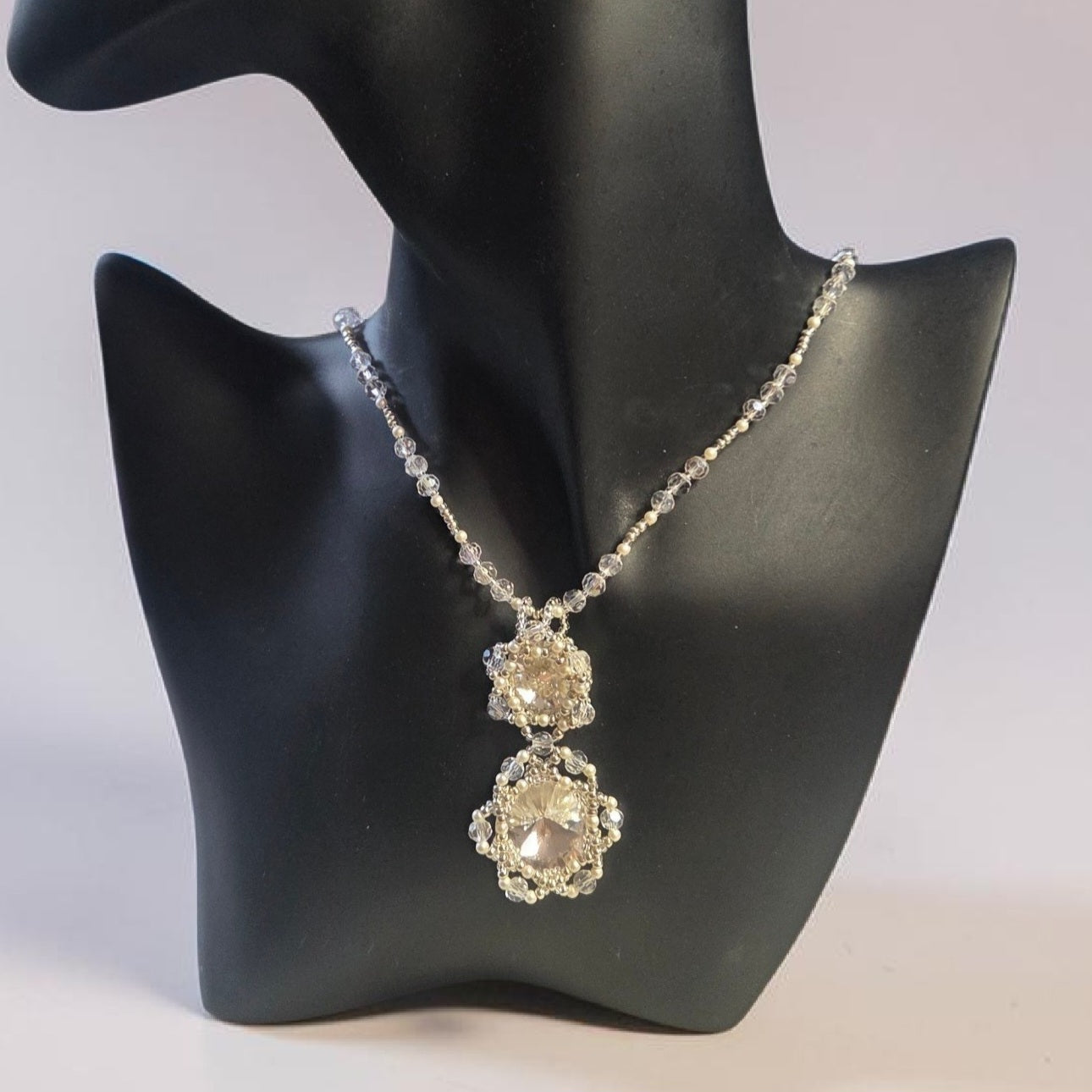 18mm & 14mm Crystal Clear Rivoli Necklace